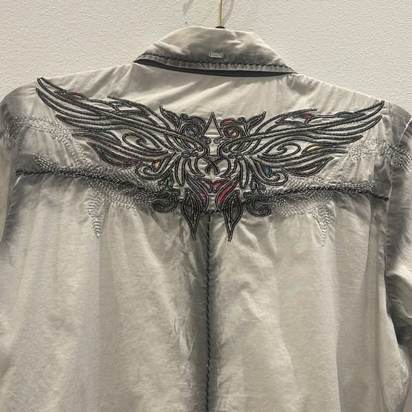 ROAR Embroidered Gray Long Sleeve Women’s Shirt - Size L - - Picture 8 of 15